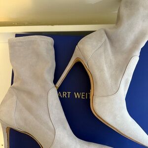 Brand new Never used Stuart Weitzman light blue sock heels ankle boots